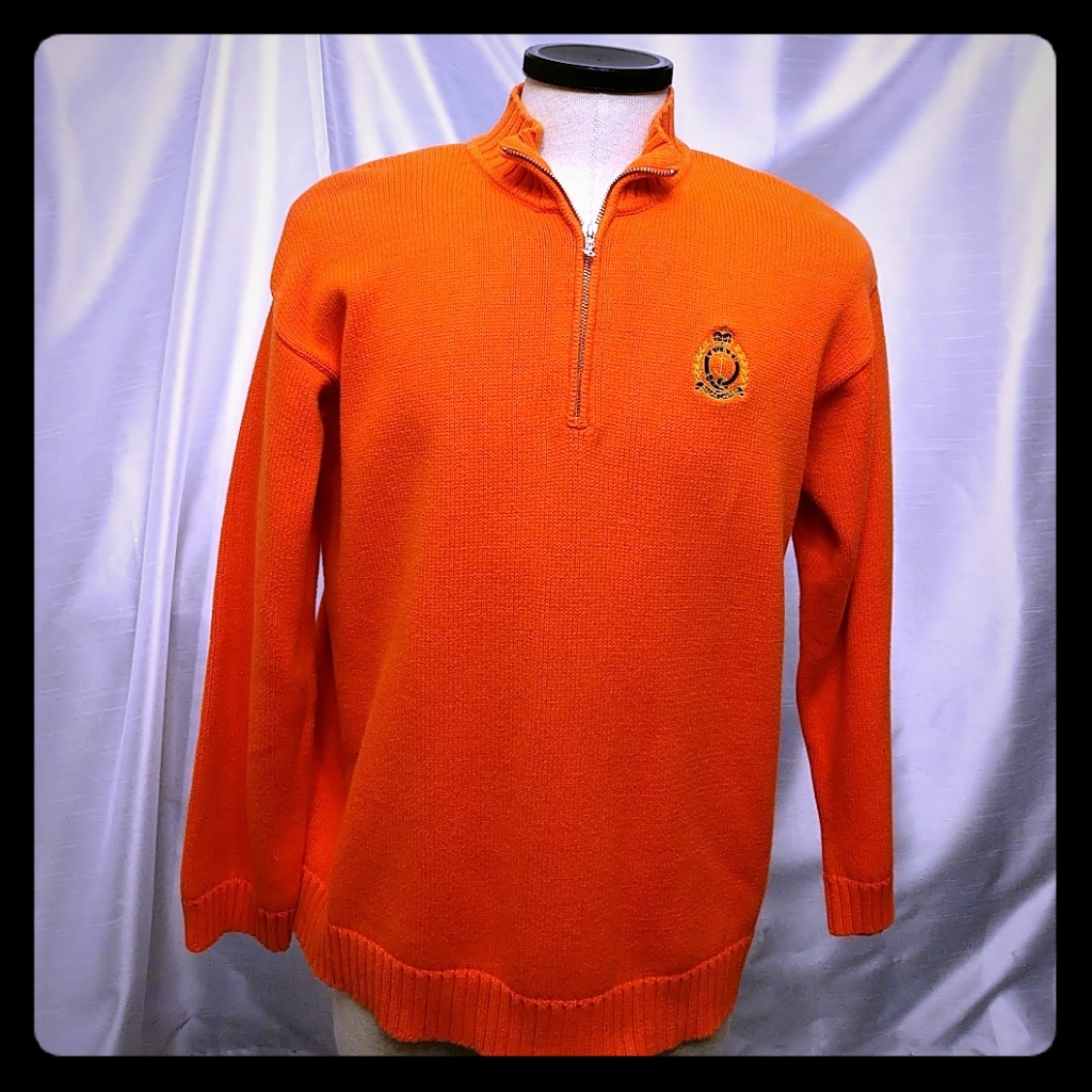 Ralph Lauren Men's Zip Neck Knit Cotton Sweater Xl